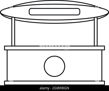 Kiosque magasin avec auvent, icône de style contour Illustration de Vecteur