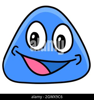 émoticône à tête triangulaire de dessin animé avec expression faciale souriante Illustration de Vecteur