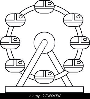 Grande roue, l'icône de style contour Illustration de Vecteur