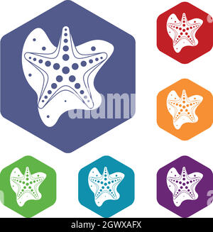 Sea Star icons set Illustration de Vecteur
