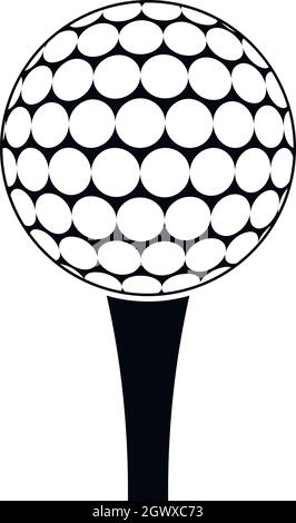 Balle de golf sur un raccord en t, l'icône de style simple. Illustration de Vecteur