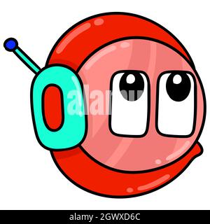 émoticône rouge sophistiqué de la tête du robot Illustration de Vecteur