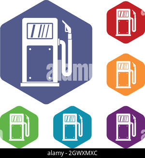 Pompe à essence icons set Illustration de Vecteur