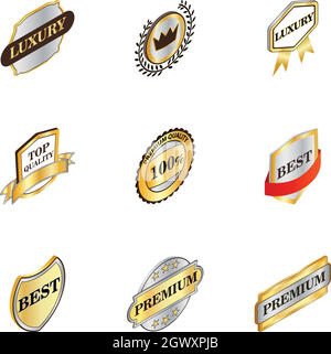 Vente d'or et les étiquettes badges icons set Illustration de Vecteur