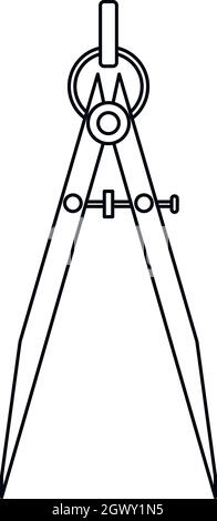 Icône de l'outil compas, style contour Illustration de Vecteur