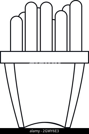 Frites, icône de style contour Illustration de Vecteur