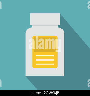 Les produits pharmaceutiques, l'icône de style plat bouteille Illustration de Vecteur