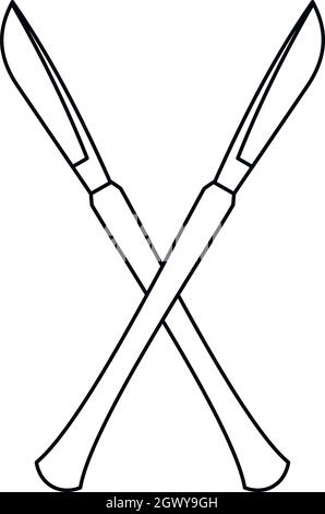 Chirurgien croisés de scalpels, icône de style contour Illustration de Vecteur