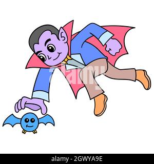 le beau dracula halloween partie volant attraper la chauve-souris Illustration de Vecteur