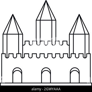 Ancien fort de tours, l'icône de style contour Illustration de Vecteur