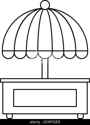 Chariot mobile avec parapluie, icône de style contour Illustration de Vecteur