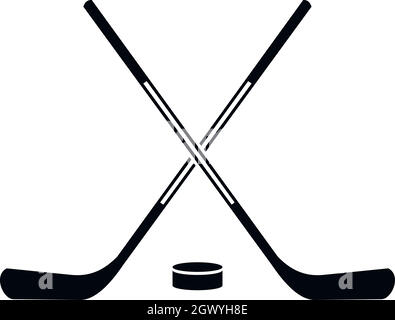 Bâtons de hockey sur glace, l'icône de style simple. Illustration de Vecteur