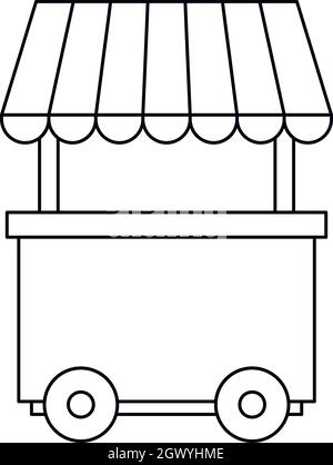 Restauration rapide roue chariot style du contour, icône Illustration de Vecteur