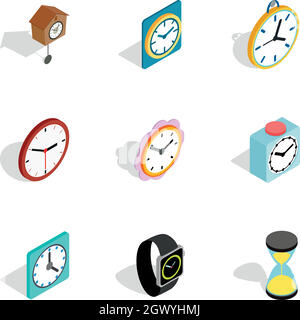 Les icônes de montres, style 3D isométrique Illustration de Vecteur