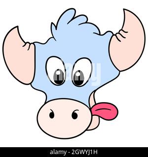 jolie tête de vache qui colle à la languette Illustration de Vecteur