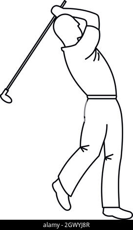 Icône style du contour, golfeur Illustration de Vecteur