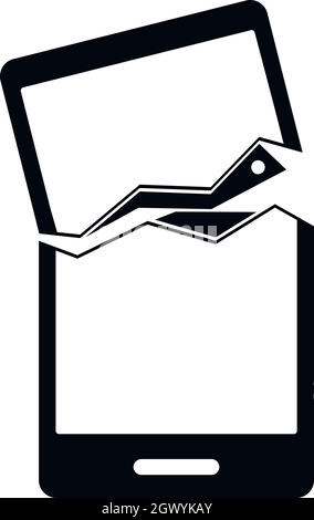 L'icône de téléphone cassé, le style simple Illustration de Vecteur