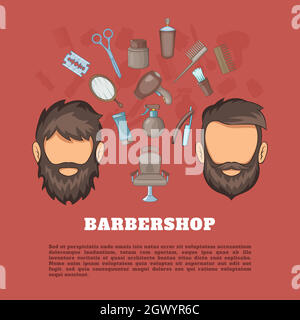 Barbershop tools concept, style cartoon Illustration de Vecteur