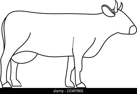 Icône style du contour, vache Illustration de Vecteur