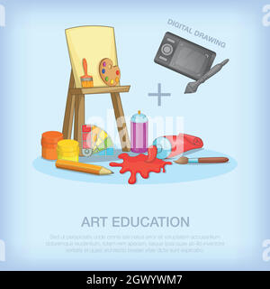 Outils d'enseignement de l'art concept, cartoon style Illustration de Vecteur