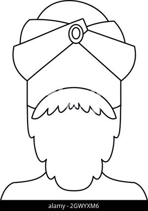 L'homme indien, icône de style contour Illustration de Vecteur