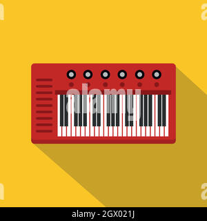 Synthétiseur, l'icône rouge style plat Illustration de Vecteur