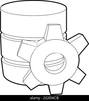 L'icône de base de données de travail style du contour, Illustration de Vecteur