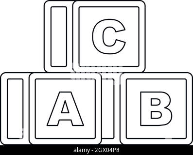 Cubes Alphabet, icône de style contour Illustration de Vecteur