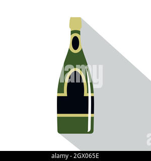 Bouteille de champagne, l'icône de style plat Illustration de Vecteur