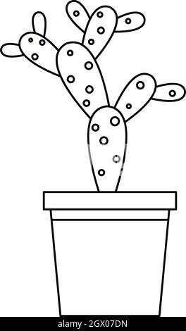 Opuntia microdasys, icône de style contour Illustration de Vecteur