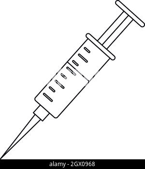 Style du contour, l'icône de seringue Illustration de Vecteur