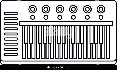 Synthétiseur de musique style du contour, icône Illustration de Vecteur