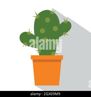 Fleur de cactus en pot, l'icône de style plat Illustration de Vecteur