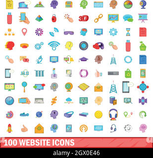 100 Site web icons set, cartoon style Illustration de Vecteur