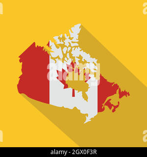 Carte du Canada à l'icône de couleurs du drapeau national Illustration de Vecteur