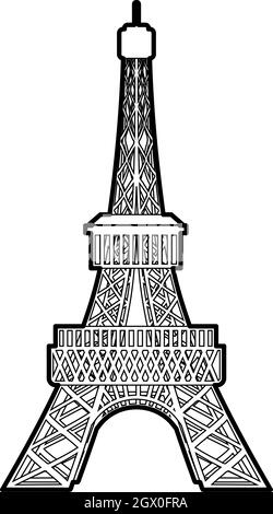 Tour Eiffel, l'icône de style contour Illustration de Vecteur