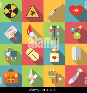 Articles médicaux icons set, style plat Illustration de Vecteur