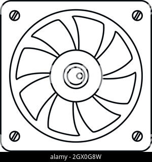 Refroidisseur ventilateur de l'ordinateur, l'icône de style contour Illustration de Vecteur