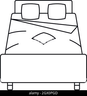 Lit double, l'icône de style contour Illustration de Vecteur