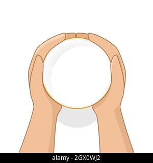 Les femmes tiennent un verre de lait dans une vue de dessus de style dessin animé. Illustration vectorielle Illustration de Vecteur