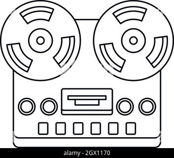 Stéréo analogique ouvrez l'icône Enregistreur de cassette du tambour Illustration de Vecteur