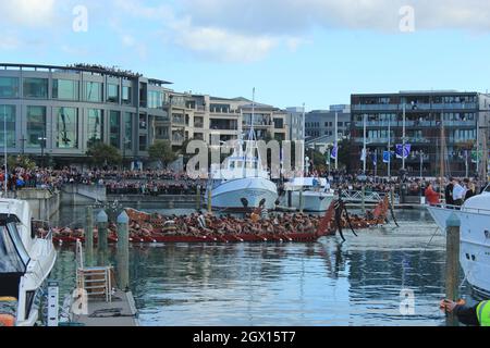 Bateau maori, Auckland Nouvelle-Zélande, 10 septembre 2012 Banque D'Images