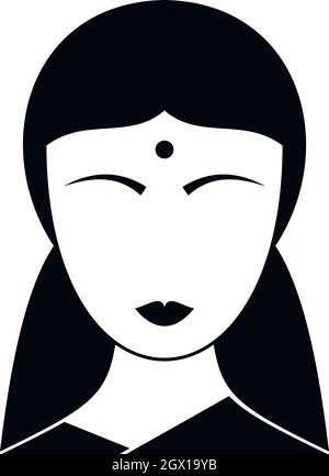 Femme indienne, l'icône de style simple. Illustration de Vecteur