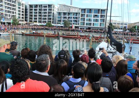 Bateau maori, Auckland Nouvelle-Zélande, 10 septembre 2012 Banque D'Images