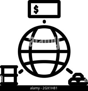 Icône de concept Oil, Dollar and Gold with Planet Illustration de Vecteur