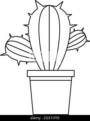 Cactus, icône de style contour Illustration de Vecteur