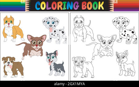 Livre de coloriage avec dessin animé pour animaux Illustration de Vecteur