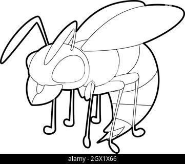 Icône style du contour, Wasp Illustration de Vecteur