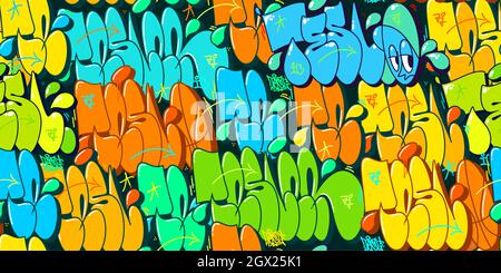 Coloré sans couture abstrait Hip Hop Street Art style Graffiti Urban Vector Illustration Art de fond Illustration de Vecteur