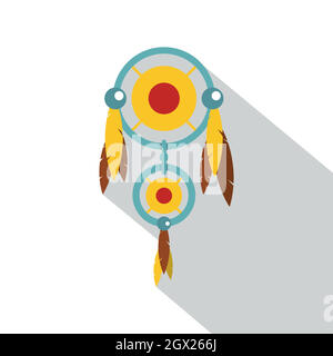 Dreamcatcher avec plumes colorées icon Illustration de Vecteur